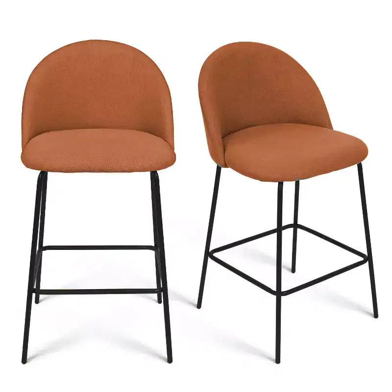 25 Counter Height Stool Set of 2,Counter Height Barstools with Back,Upholstered Counter Stool Chairs with Black Metal Frame-Panipeachy