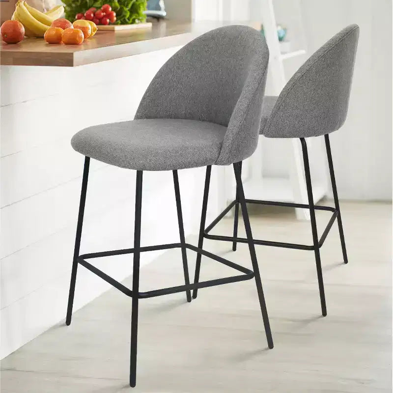 25 Counter Height Stool Set of 2,Counter Height Barstools with Back,Upholstered Counter Stool Chairs with Black Metal Frame-Panipeachy