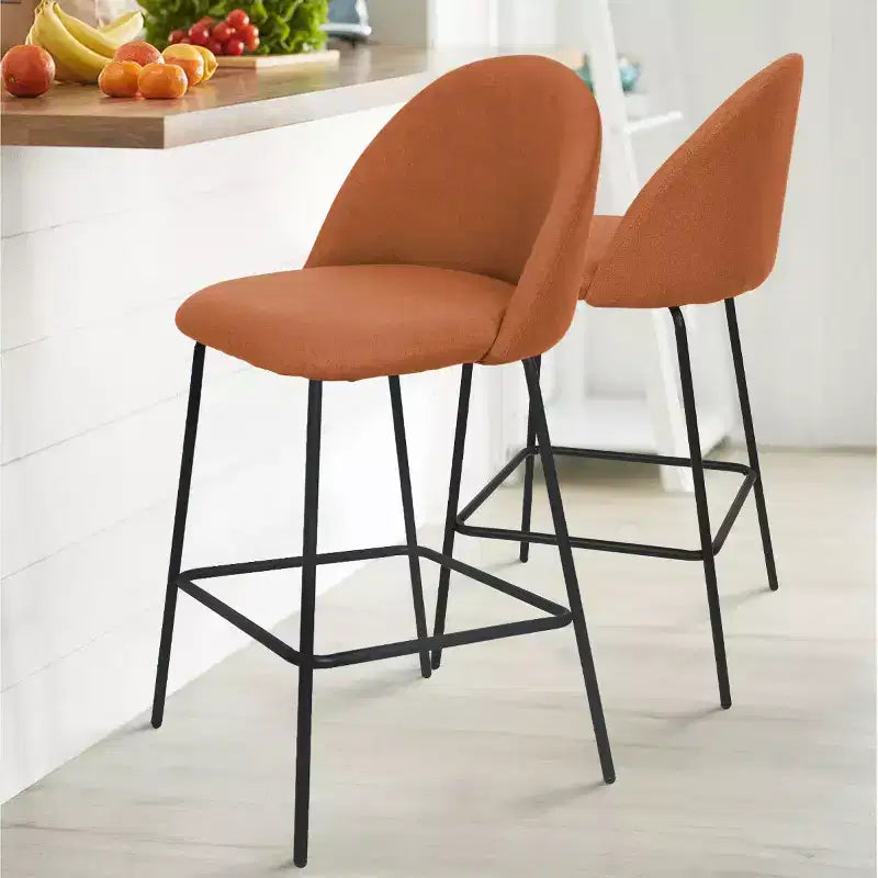 25 Counter Height Stool Set of 2,Counter Height Barstools with Back,Upholstered Counter Stool Chairs with Black Metal Frame-Panipeachy