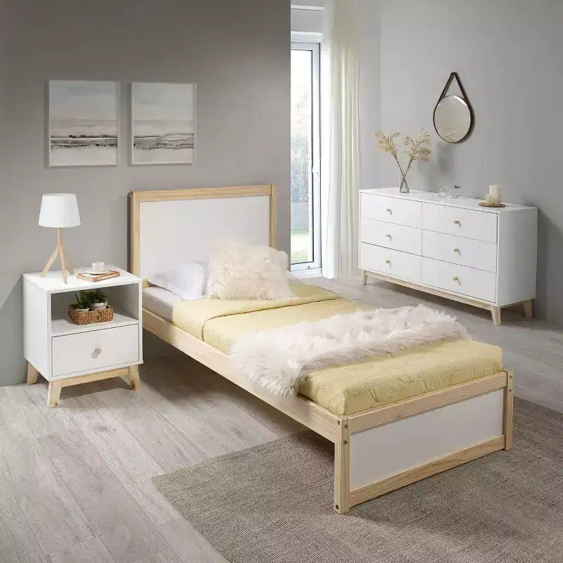 Twin Mod Bed White - Alaterre Furniture: Pine Frame, No Box Spring Required, Kids' Bedroom Daybed