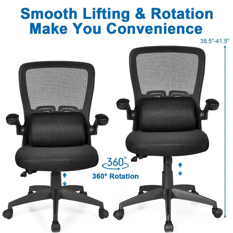 Costway Mesh Office Chair Adjustable Height&Lumbar Support Flip up Armrest Black