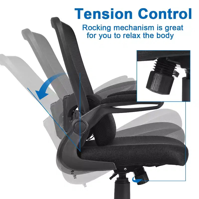 Costway Mesh Office Chair Adjustable Height&Lumbar Support Flip up Armrest Black