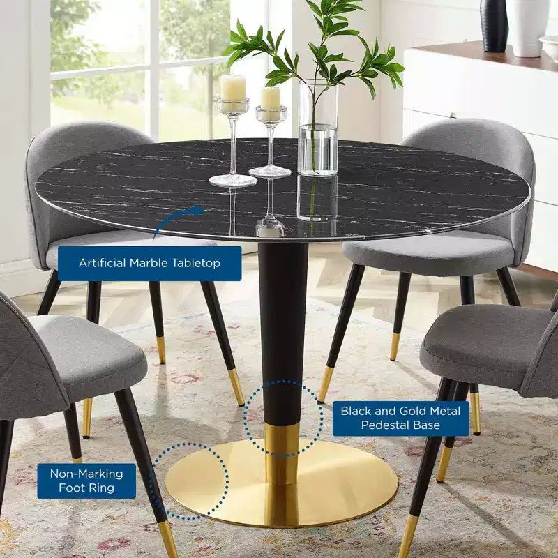 Zinque Round Artificial Marble Dining Table - Modway