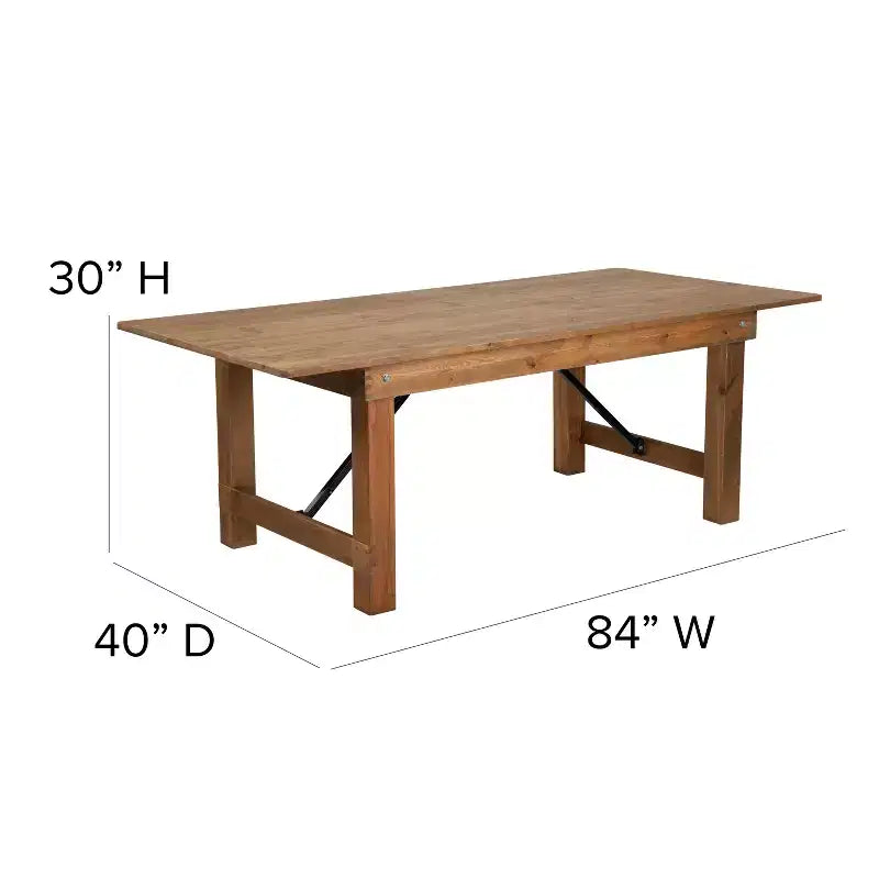 Merrick Lane Rectangular Antique Solid Pine Folding Farm Table