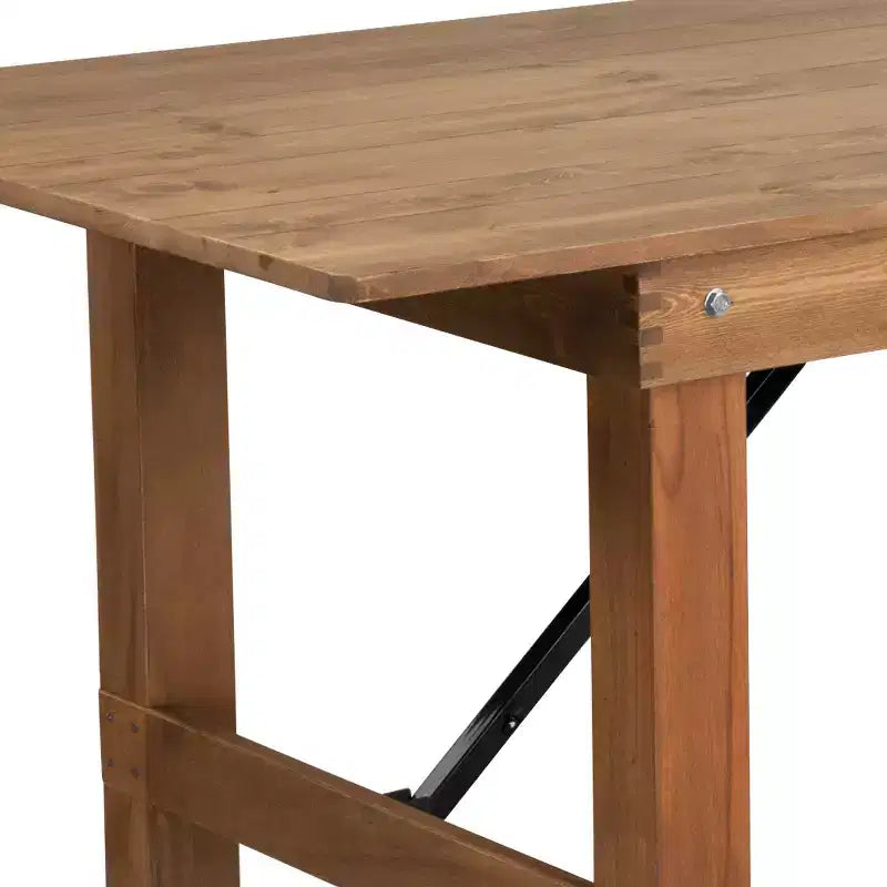 Merrick Lane Rectangular Antique Solid Pine Folding Farm Table