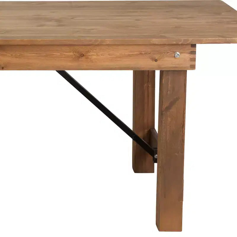 Merrick Lane Rectangular Antique Solid Pine Folding Farm Table