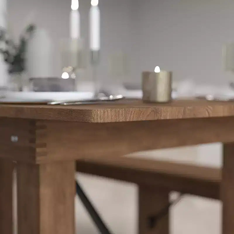 Merrick Lane Rectangular Antique Solid Pine Folding Farm Table